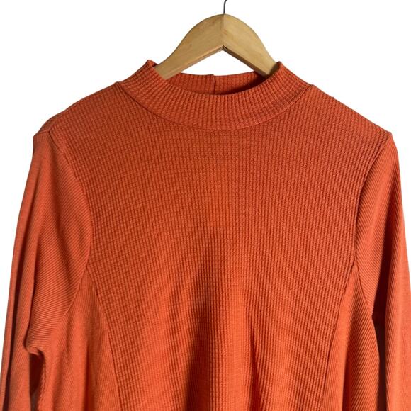 Anthropologie T.La Orange Waffle Knit Mock Neck Asymmetric Sweater M - Picture 2 of 7